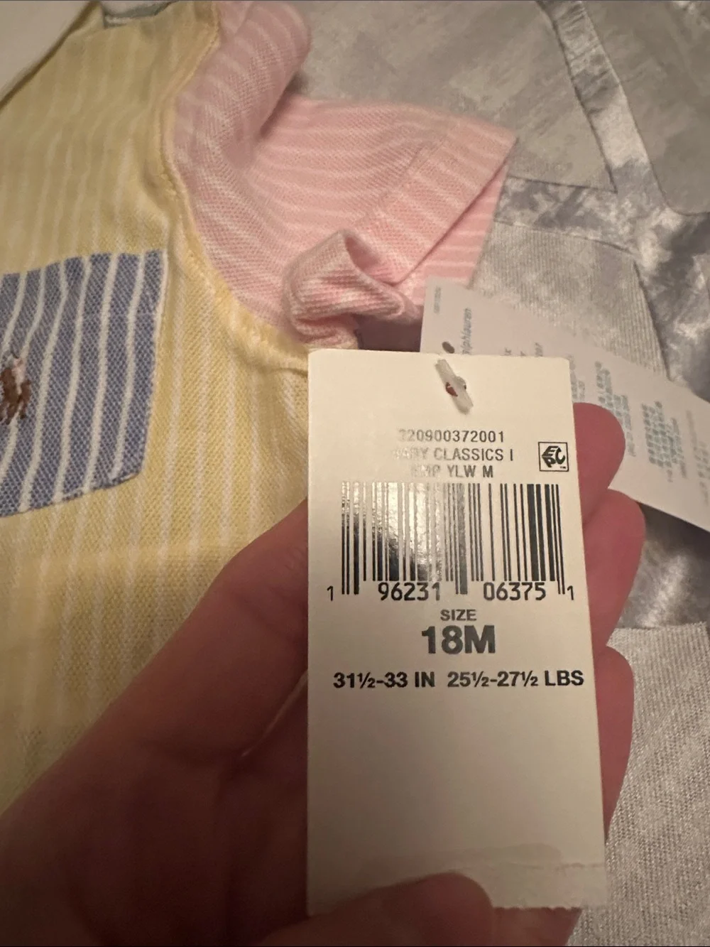 Ralph Lauren Striped Button-Down Polo Romper in Blue, Yellow & Pink
